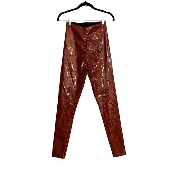 NWOT Commando Control Sienna Faux Patent Leather Vinyl Dark Red Leggings SMALL - Picture 3 of 8